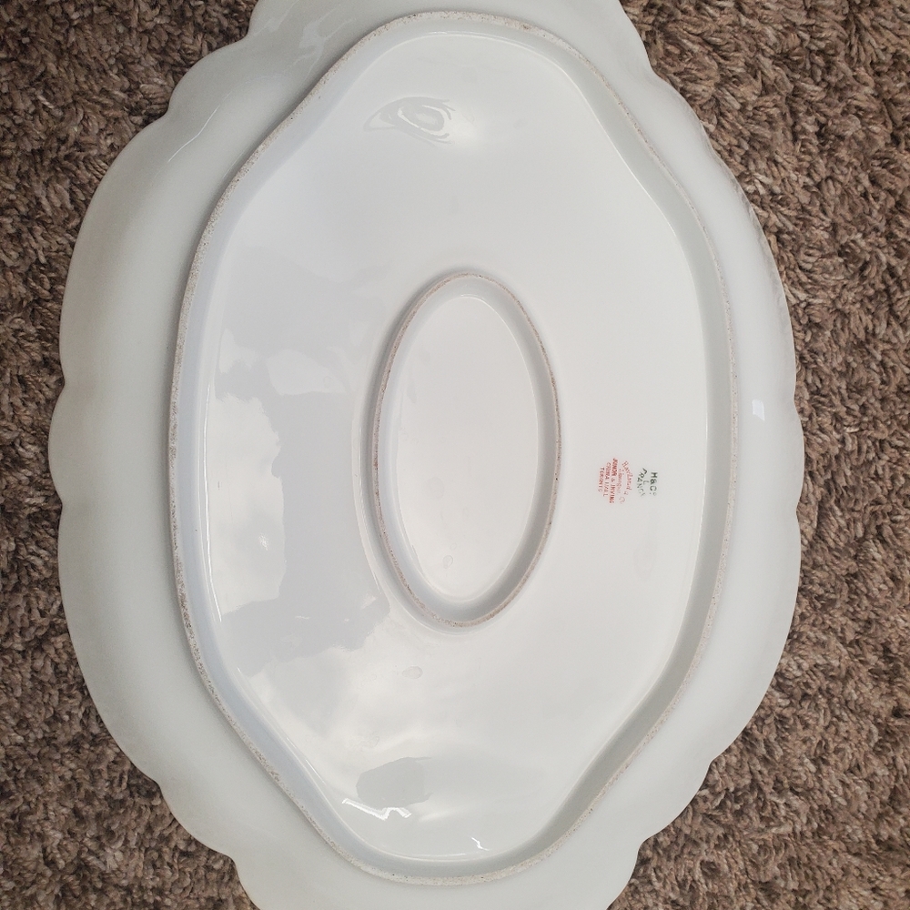 Haviland Co Limoges France White oval Scalloped Serving Platter gold Junor tray - Picture 5 of 12
